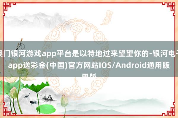 澳门银河游戏app平台是以特地过来望望你的-银河电子app送彩金(中国)官方网站IOS/Android通用版